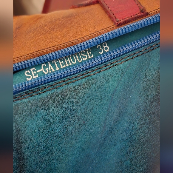 L'ARTISTE Spring Step Oxblood Red Teal Blue Gold Leather Ankle Boots Size 38 - Picture 5 of 11